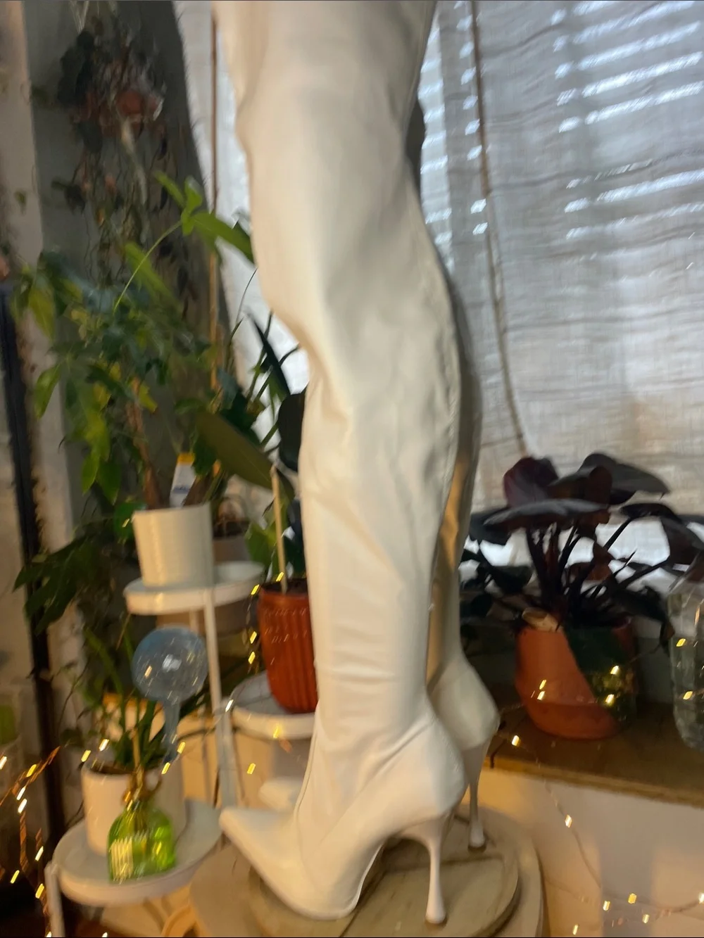 White Over-The-Knee Pointed-Toe Boot - Picture 8 of 11